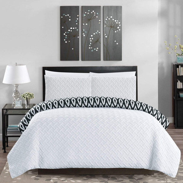 Chic Home Ora 3 Piece Reversible Comforter Set White