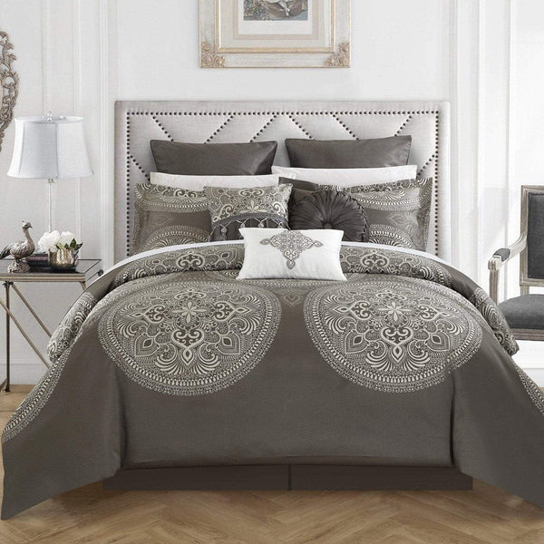 Chic Home Orchard Place 13 Piece Jacquard Comforter Set Grey