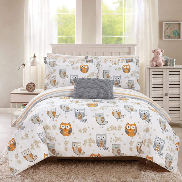 Chic Home Owl Forest 8 Piece Cute Owl Comforter Set Grey