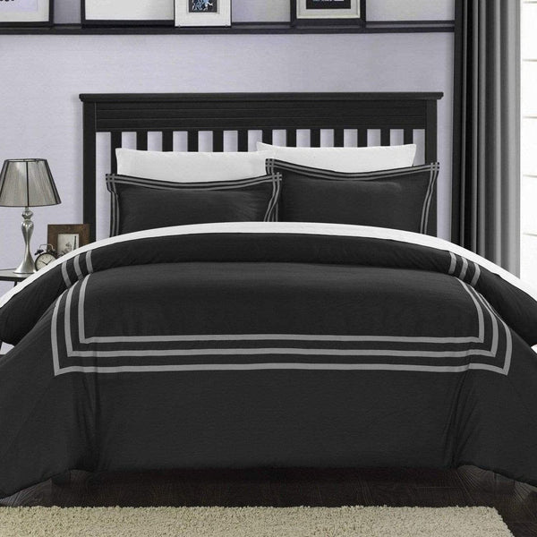 Chic Home Paige 3 Piece Hotel Duvet Cover Set Black