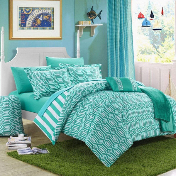 Chic Home Paris 10 Piece Reversible Comforter Set Aqua