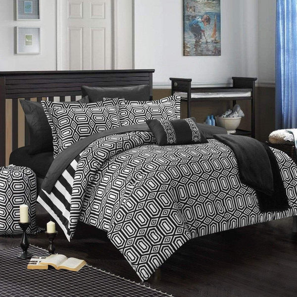 Chic Home Paris 10 Piece Reversible Comforter Set Black