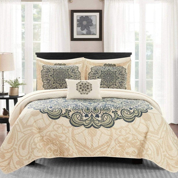 Chic Home Raina 4 Piece Boho Quilt Set Beige