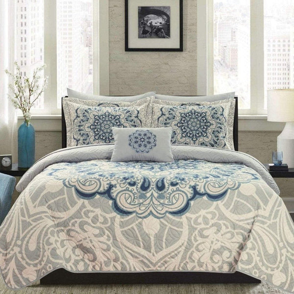 Chic Home Raina 4 Piece Boho Quilt Set Blue