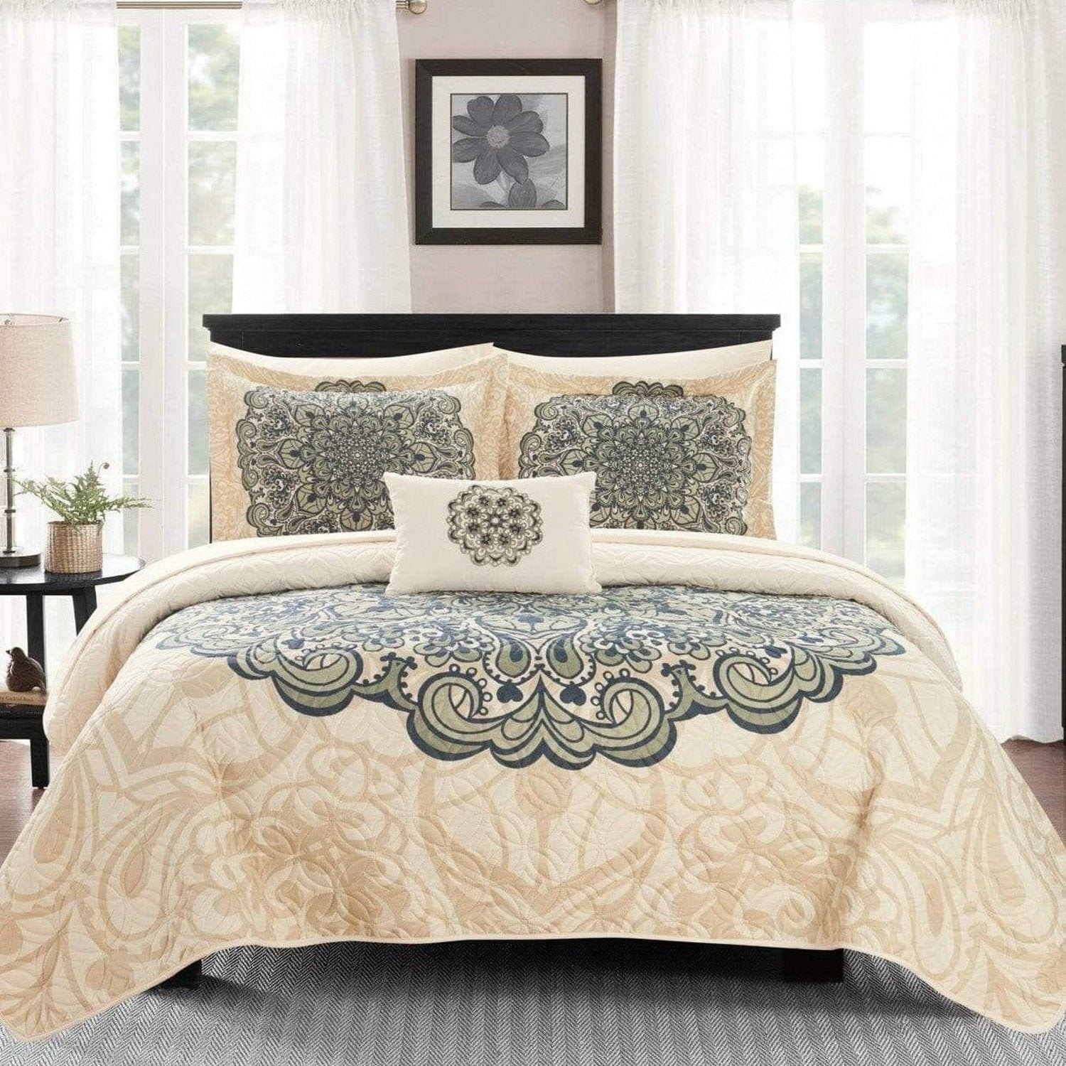 Chic Home Safira 5 Piece Paisley Quilt Set King