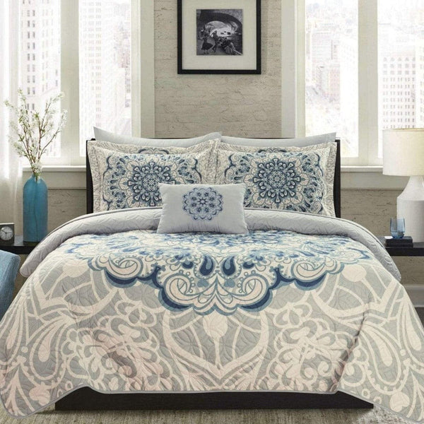 Chic Home Raina 8 Piece Boho Quilt Set Blue