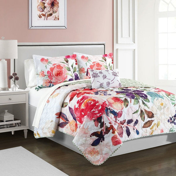 Chic Home Retsina 4 Piece Floral Quilt Set 