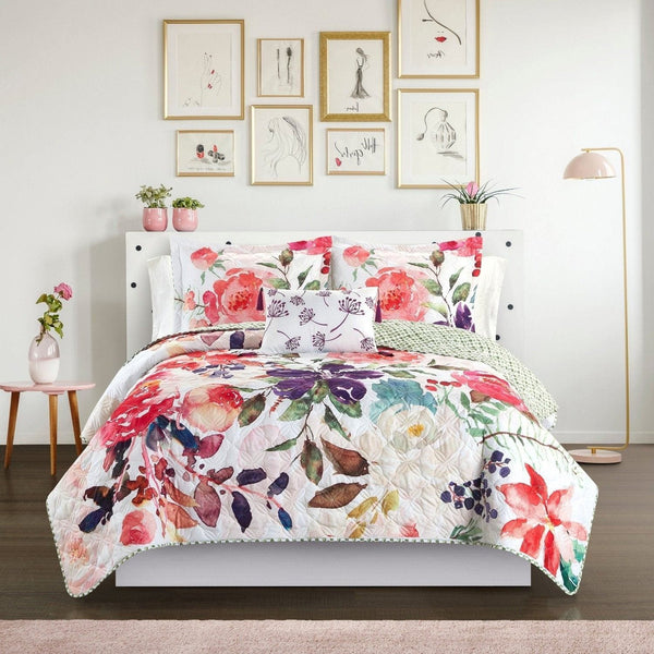 Chic Home Retsina 4 Piece Floral Quilt Set Twin