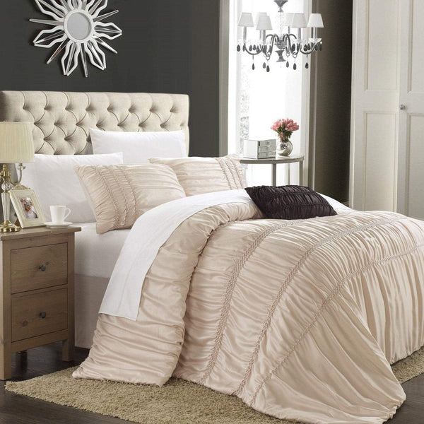 Chic Home Romantica 4 Piece Ruffled Duvet Cover Set Taupe