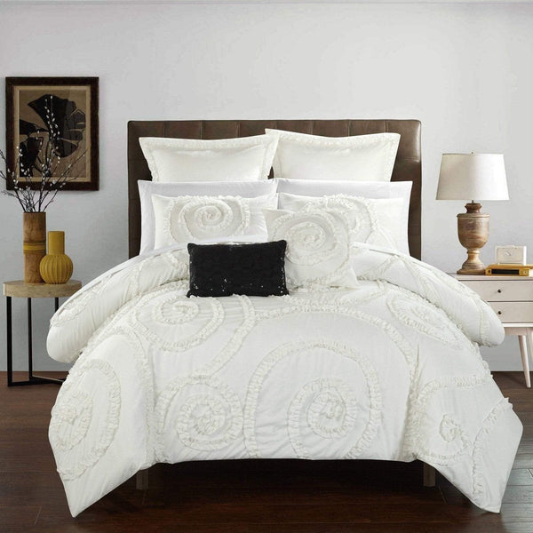 Chic Home Rosalia 11 Piece Floral Comforter Set White