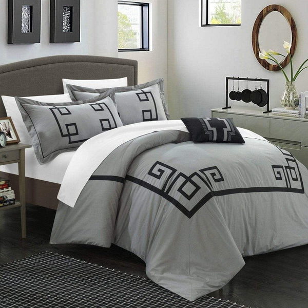 Chic Home Royalton 4 Piece Cotton Duvet Cover Set Grey