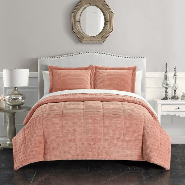 Chic Home Ryland 3 Piece Sherpa Comforter Set Blush