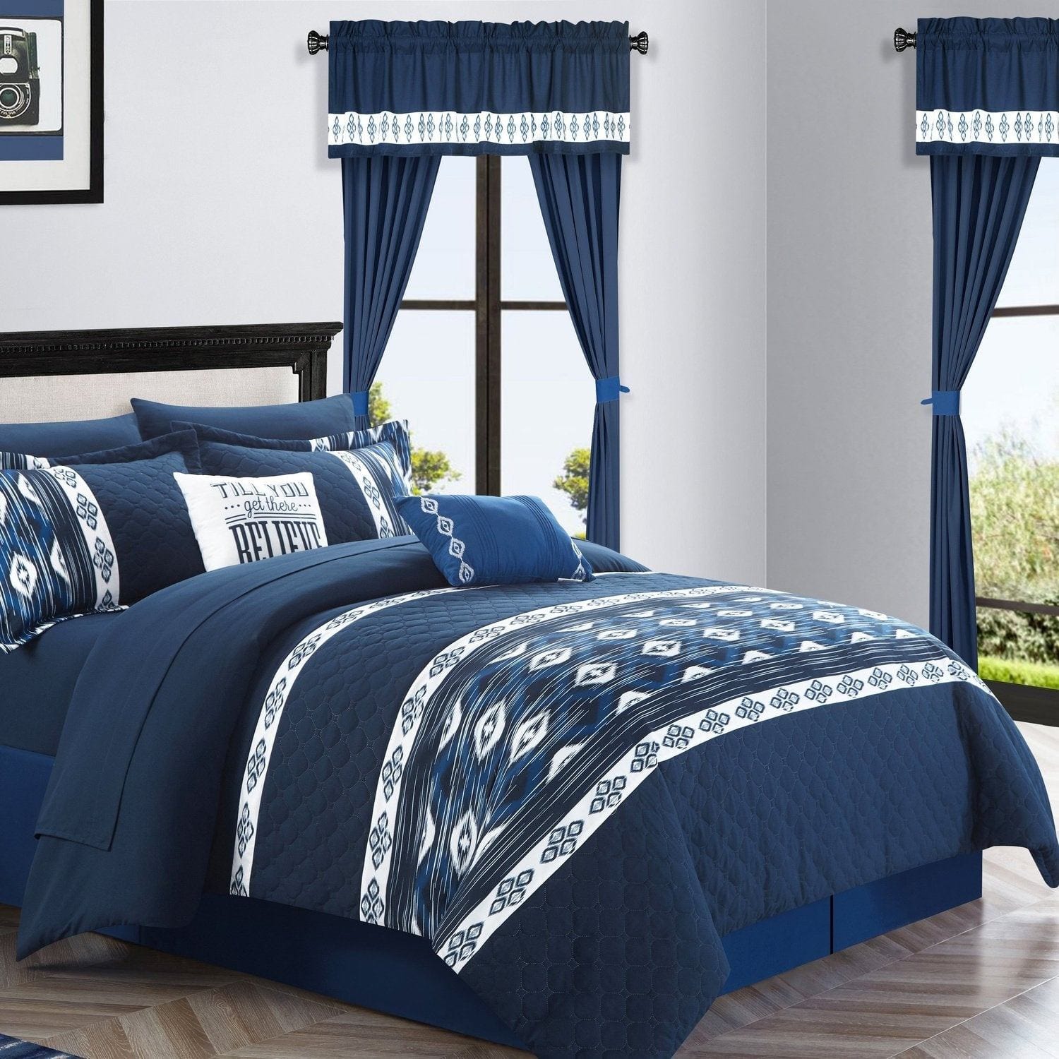 Chic Home Safforn 20 Piece Ikat Pattern Striped Comforter Set Bedding