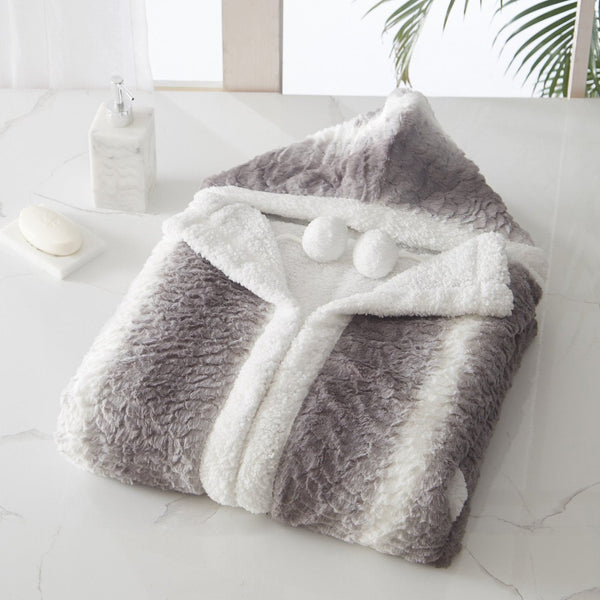 Chic Home Shadow Snuggle Hoodie Two Tone Animal Pattern Robe Plush Micromink Sherpa Wearable Blanket 