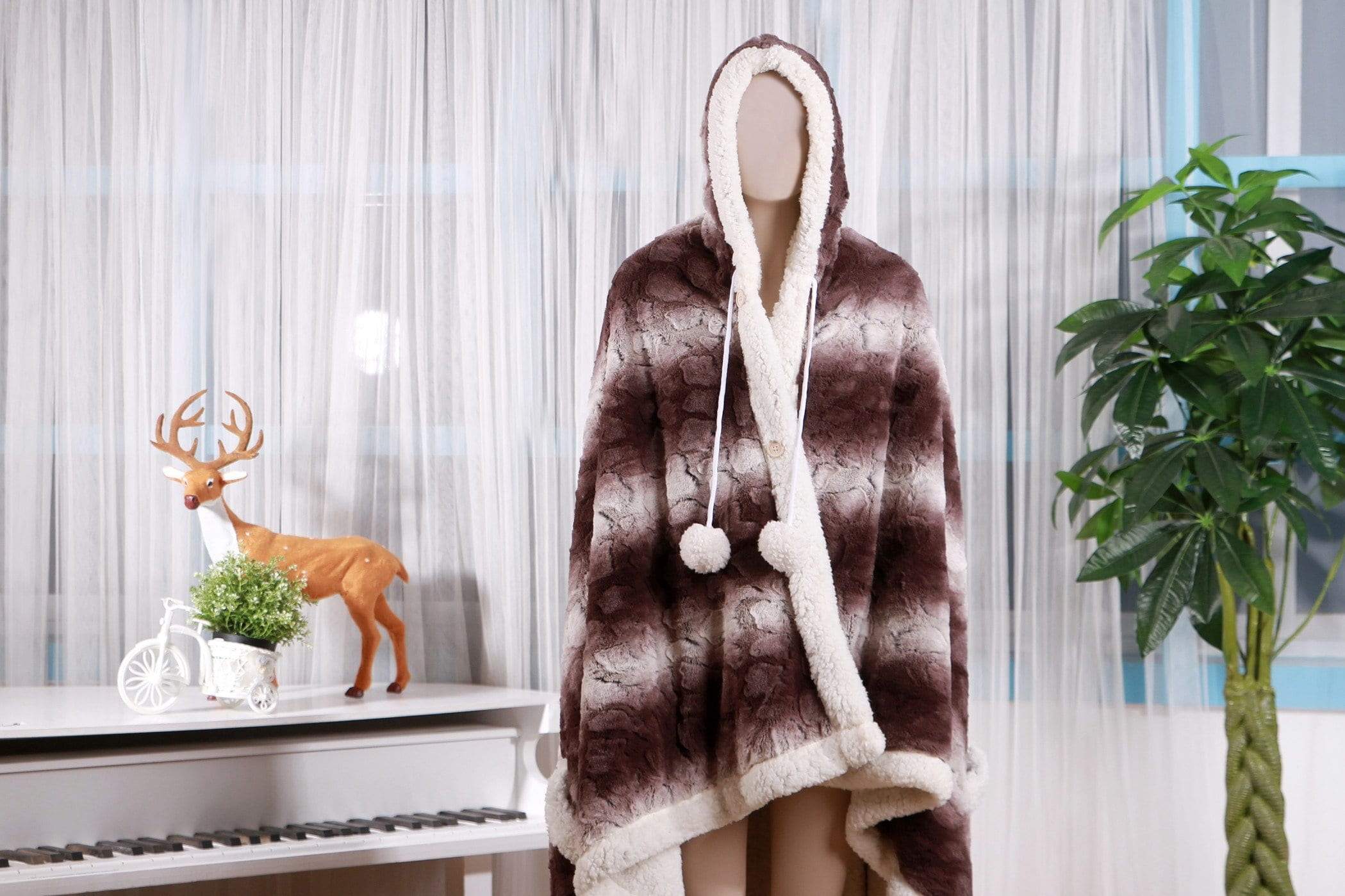 Loungeable Curve cozy sherpa hooded maxi robe in mink