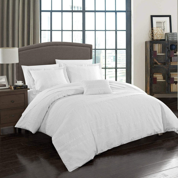 Chic Home Somerset 4 Piece Cotton Duvet Cover Set White