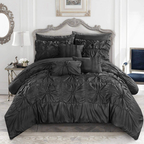 Chic Home Springfield 10 Piece Floral Comforter Set Black