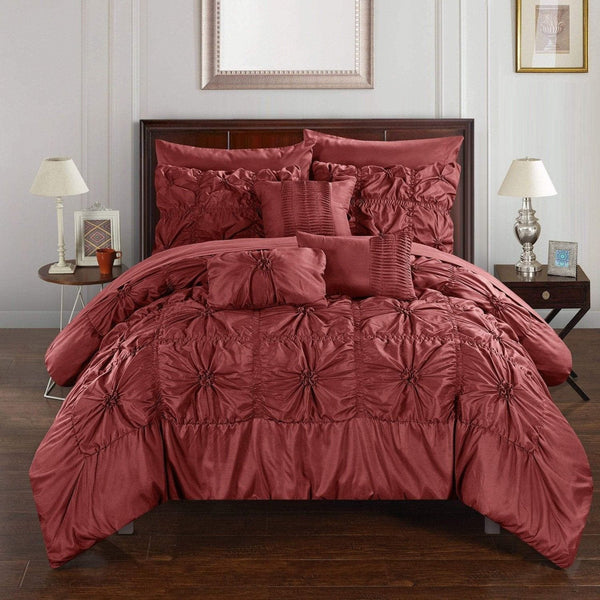 Chic Home Springfield 10 Piece Floral Comforter Set Brick