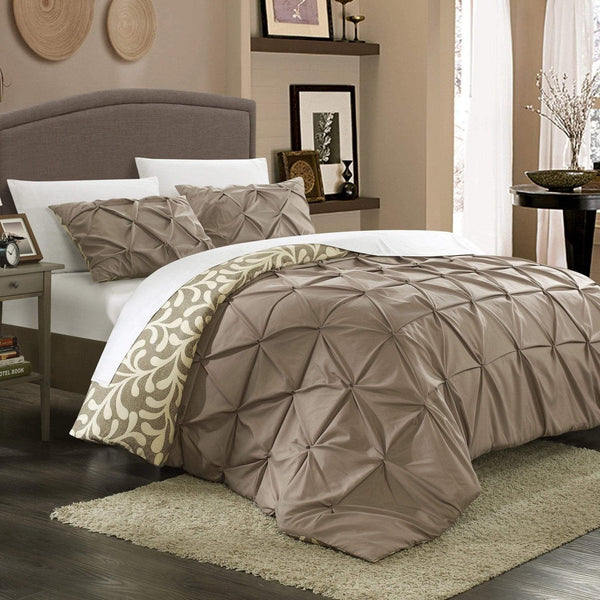 Chic Home Talia 3 Piece Reversible Duvet Cover Set Taupe