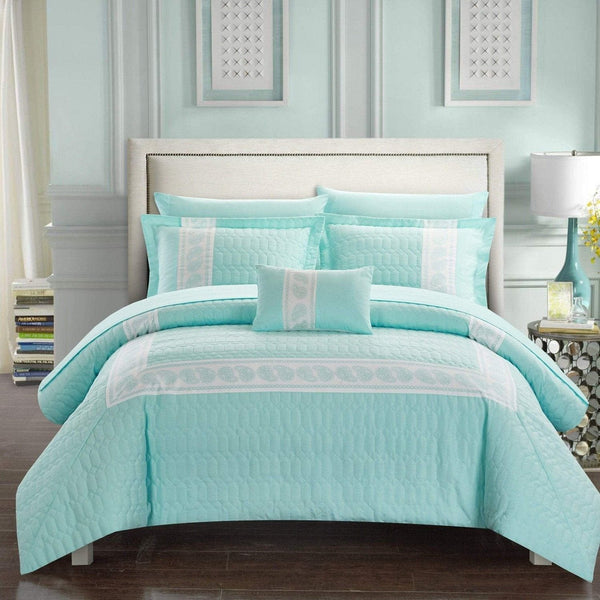 Chic Home Titian 8 Piece Paisley Comforter Set Aqua