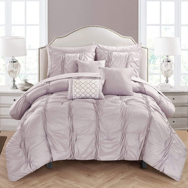 Chic Home Tori 10 Piece Pinch Pleat Comforter Set Lavender