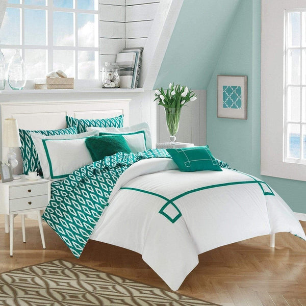 Chic Home Trace 9 Piece Reversible Comforter Set Aqua