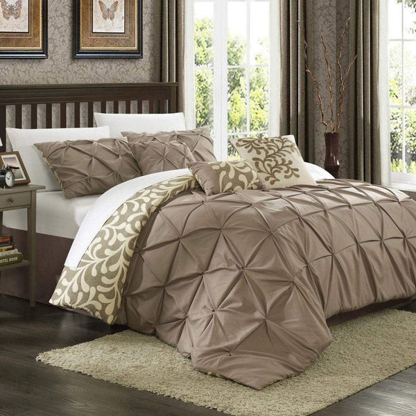 Chic Home Trenton 7 Piece Reversible Comforter Set Taupe