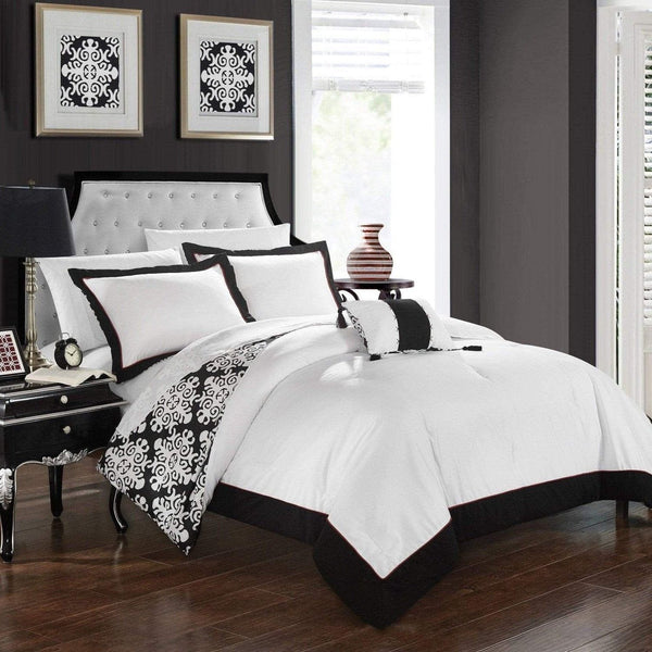 Chic Home Trina 4 Piece Reversible Duvet Cover Set Black