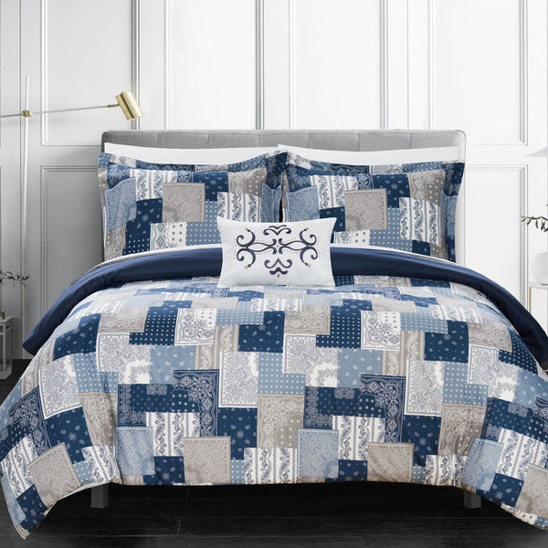 Chic Home Utopia 4 Piece Boho Duvet Cover Set Navy