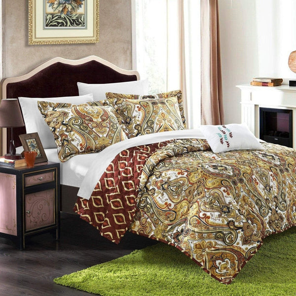 Chic Home Vedara 4 Piece Boho Quilt Set Brown