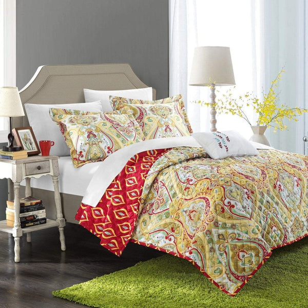 Chic Home Vedara 4 Piece Boho Quilt Set Gold