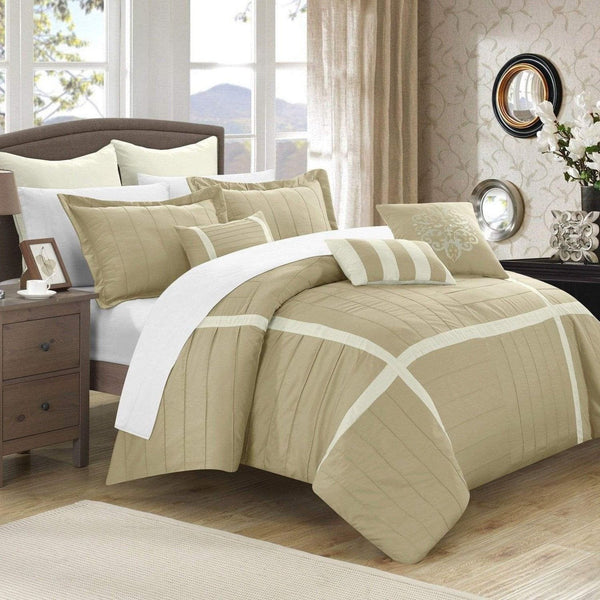 Chic Home Vera 12 Piece Patchwork Comforter Set Taupe