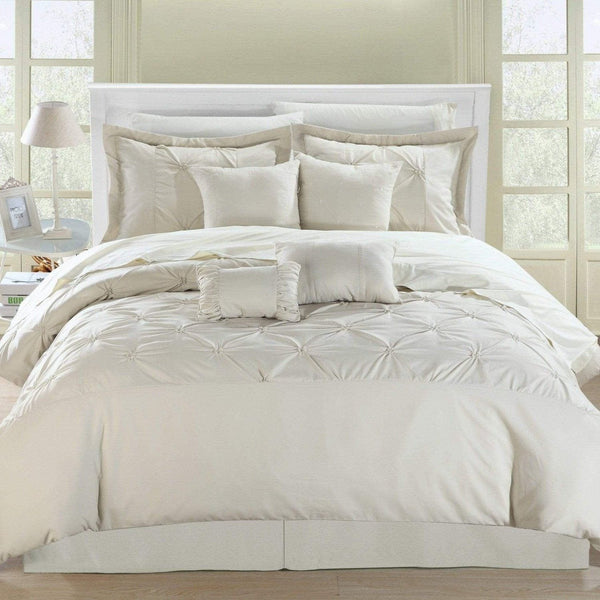 Chic Home Vermont 12 Piece Pinch Pleat Comforter Set Beige