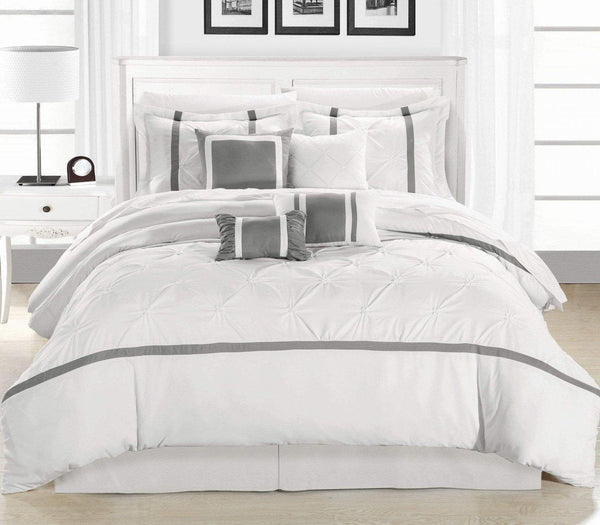 Chic Home Vermont 12 Piece Pinch Pleat Comforter Set White