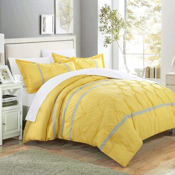 Chic Home Veronica 3 Piece Pintuck Duvet Cover Set Yellow