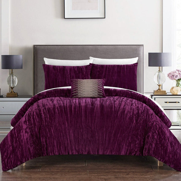 Chic Home Westmont 4 Piece Velvet Comforter Set Plum