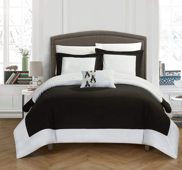 Chic Home Wynn 4 Piece Reversible Duvet Cover Set Black