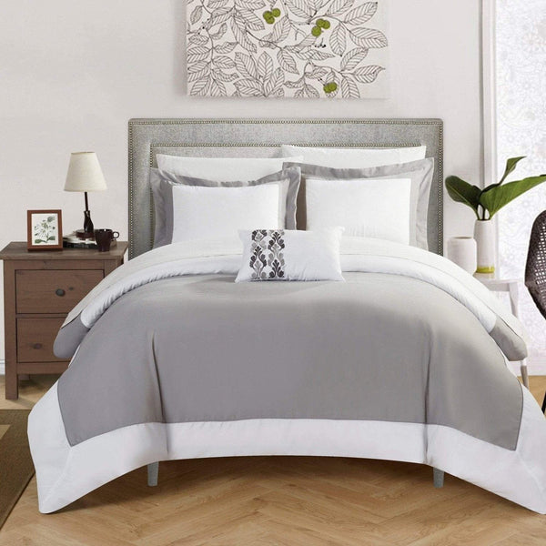 Chic Home Wynn 4 Piece Reversible Duvet Cover Set Grey