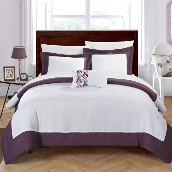 Chic Home Wynn 4 Piece Reversible Duvet Cover Set Plum