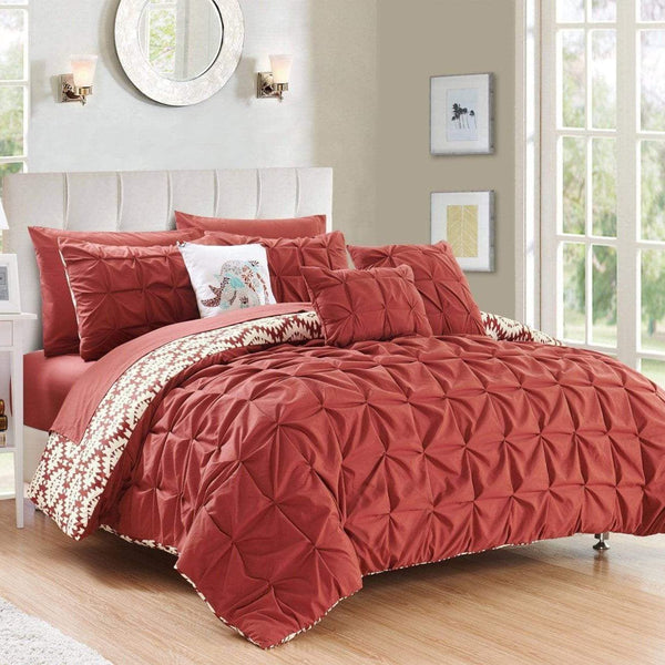 Chic Home Yael 10 Piece Boho Comforter Set Brick