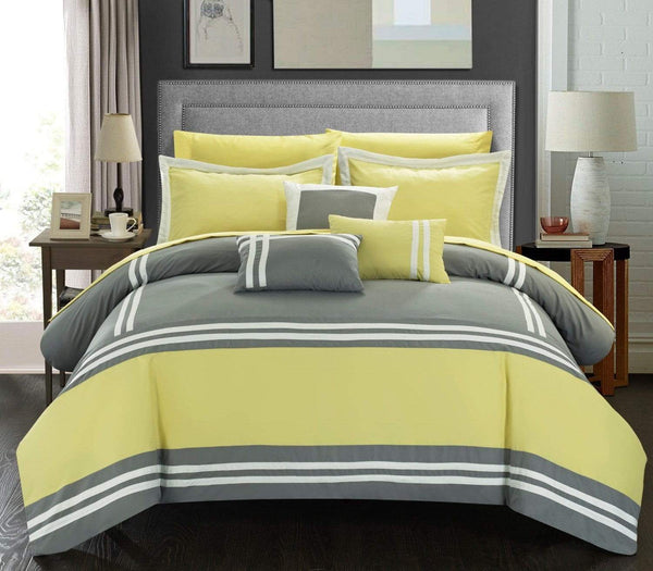 Chic Home Zarah 10 Piece Color Block Comforter Set 