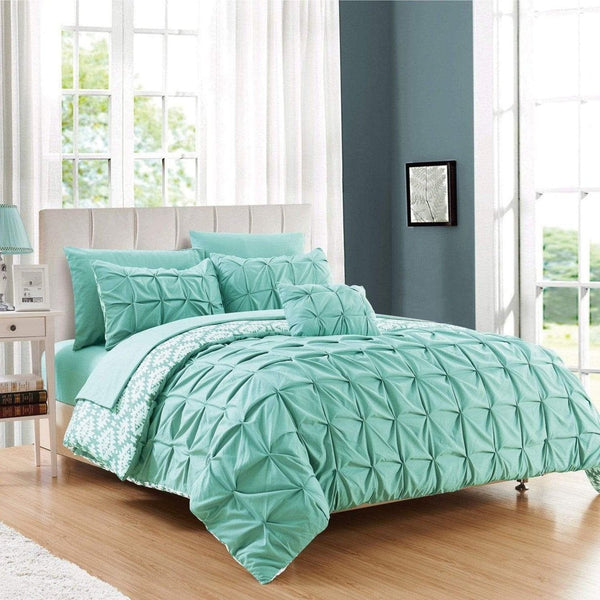 Chic Home Zissel 4 Piece Reversible Duvet Cover Set Aqua