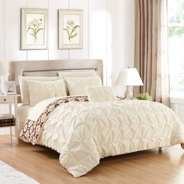 Chic Home Zissel 4 Piece Reversible Duvet Cover Set Beige