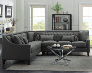 Iconic Home Aberdeen Linen Tufted Left Facing L-Shaped Sectional Sofa ...