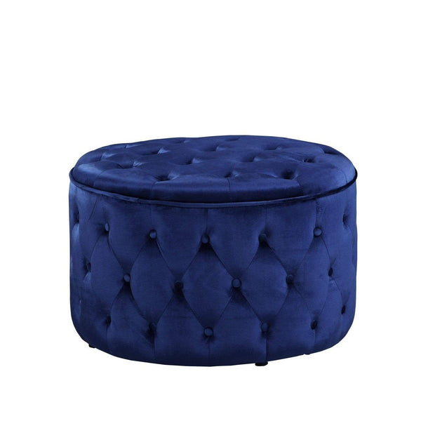 Iconic Home Batya Tufted Velvet Round Ottoman Pouf 