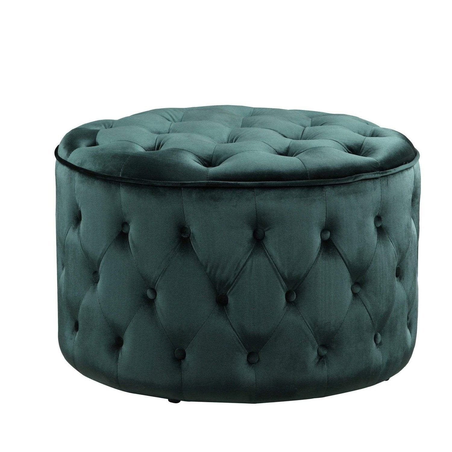 Chic Home Batya Black Velvet ButtonnTufted Round popular Ottoman