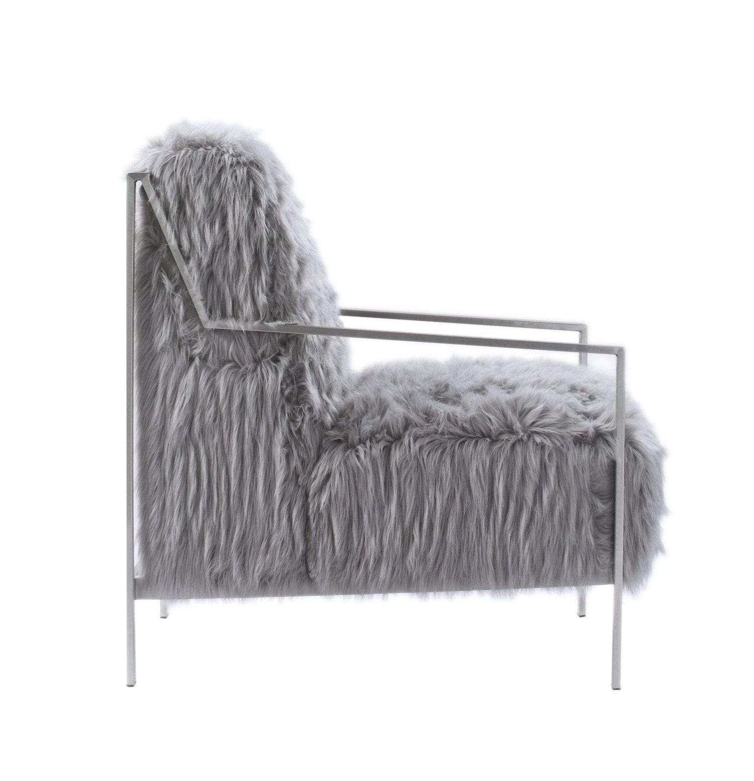 White faux discount fur accent chair