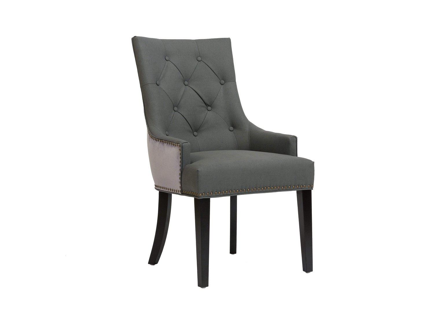 Grey velvet button back best sale dining chairs