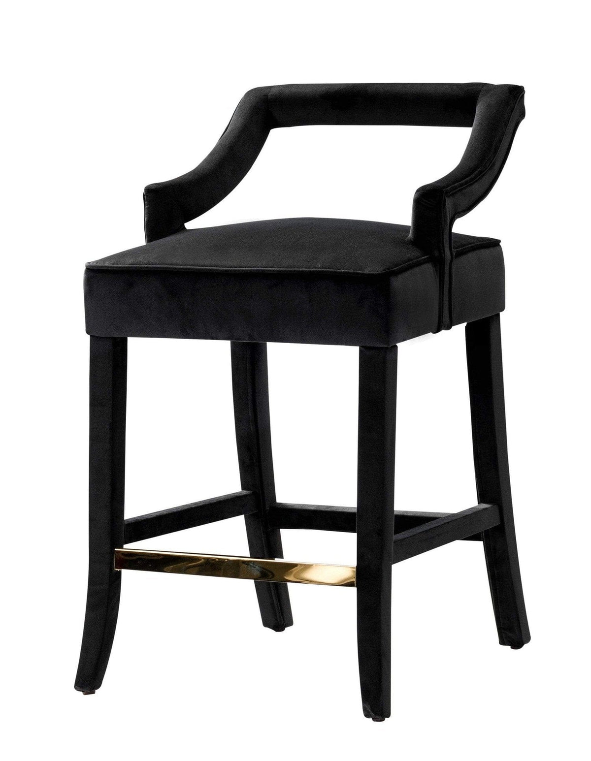 Iconic Home Chiara Velvet Counter Stool Chair Gold Footrest 