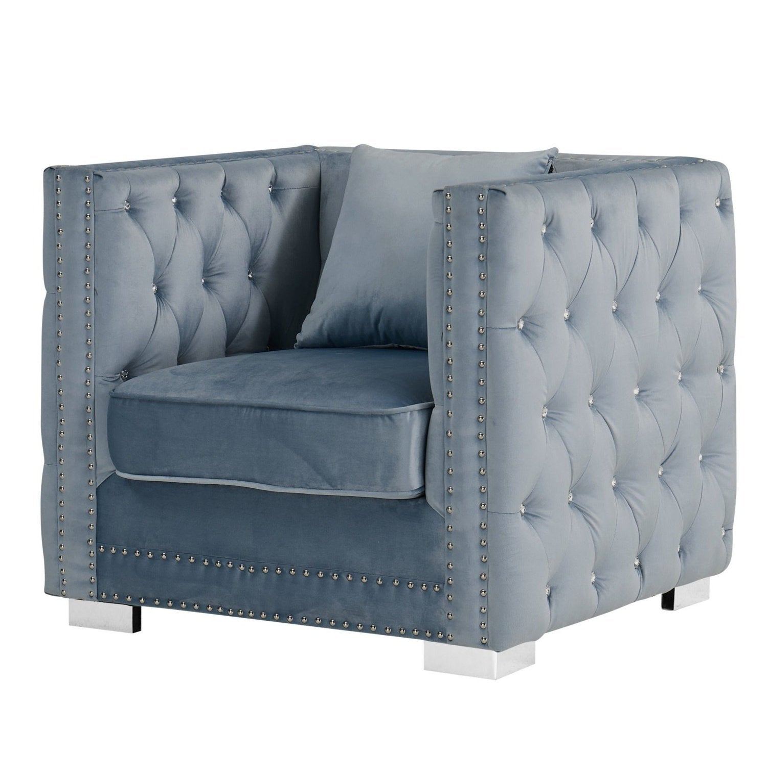 Iconic Home Christophe Club Chair – Design Tufted Arm Velvet Home Chic Shelter